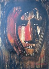 GIANDANTE X (Pescò Milano 1899-1984) VOLTO encausto su cartone cm35x50 anno 1963