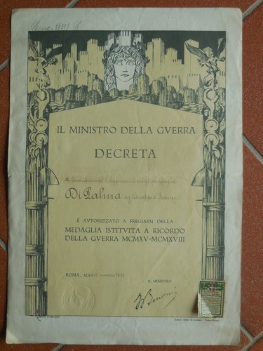 Attestato medaglia vittoria - attestato,