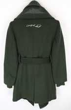 Cappotto donna DESIGUAL Madrid 38 verde con cintura monopetto foderato con zip *