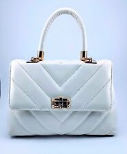 BORSA DONNA VERA PELLE MADE IN ITALY BIANCO SPORCO PANNA TRAPUNTATA IMBOTTITA