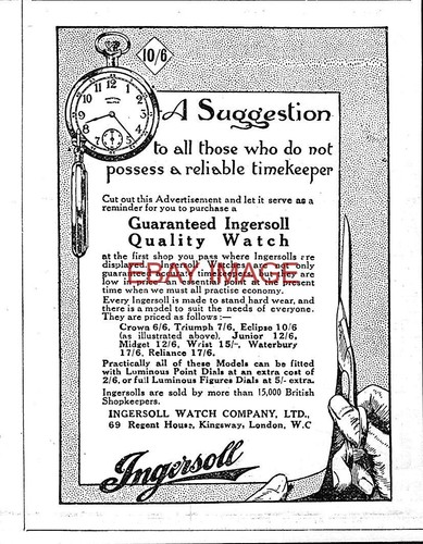 Ww1 advert ingersoll pocket - advert,