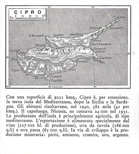Cipro cartina stampa 1934 - cipro.,