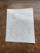Raro ADESIVO decalcomania moto motociclista casco scorpione anni 80 90 logo vintage bianco