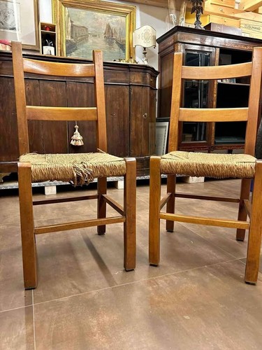 Sedie vintage legno - sedie, paglia