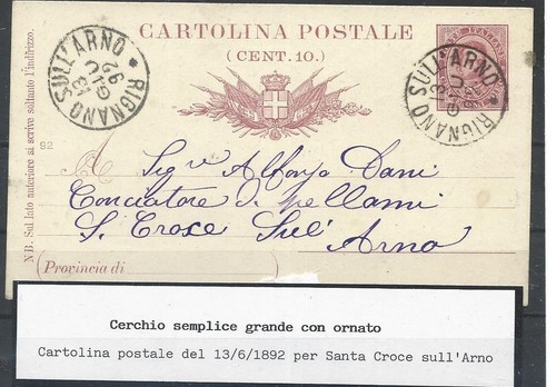 1892 intero postale - 10c, da