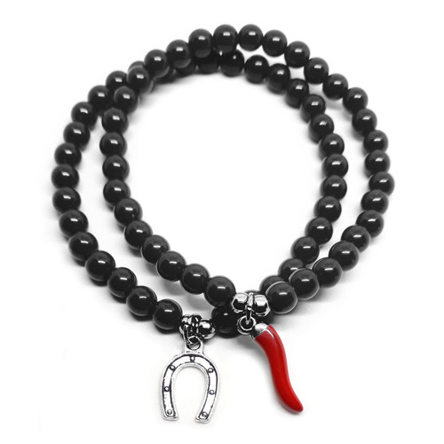 Bracciale nero con corno - nero,