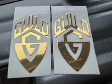 2pz Adesivi Metallo Autoadesivi Testa Collo Oro per GUILD Chitarra Basso