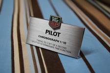 TAG HEUER PILOT CHRONOGRAPH - Targhetta plate originale vintage