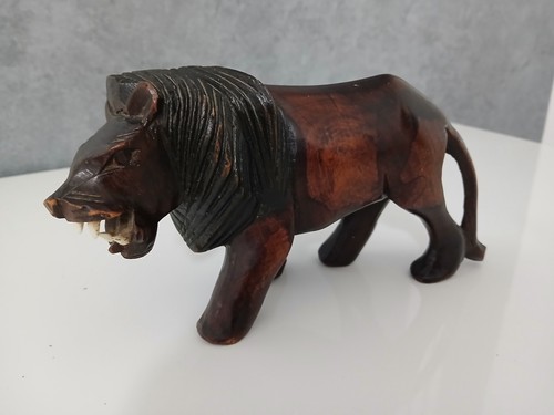 Statua scultura leone legno - scultura,