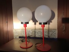 Modernariato - Coppia Lampade A Globo In Metallo E Plastica - Space Age 