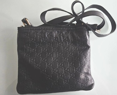 Gucci black leather bag size - leather,