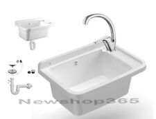 LAVATOIO PILOZZO IN RESINA A PARETE CON SIFONE RUBINETTO LAVABO LAVANDINO 50X35