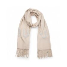 LIU JO SCIARPA FOULARD STOLA DONNA CON LOGO E FRANGE SOIA