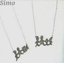 COLLANA DONNA ACCIAIO FAMIGLIA FAMILY GIROCOLLO BAMBINO CANE REGALO SCONTI HAPPY