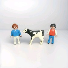 Vintage 1981 Geobra Playmobil 4624 - Ragazzi con vitello - vitello bianco e nero 