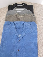 Tommy Bahama lotto di 4 camicie hawaiane 100% seta in tinta unita taglia Med