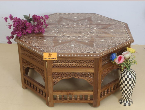 Wood bone inlay octagon - octagon, table