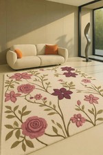 Tappeto floreale trapuntato a