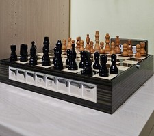 Scacchiera In Legno E Argento ITS Argenti Con Dama, Backgammon E Dadi