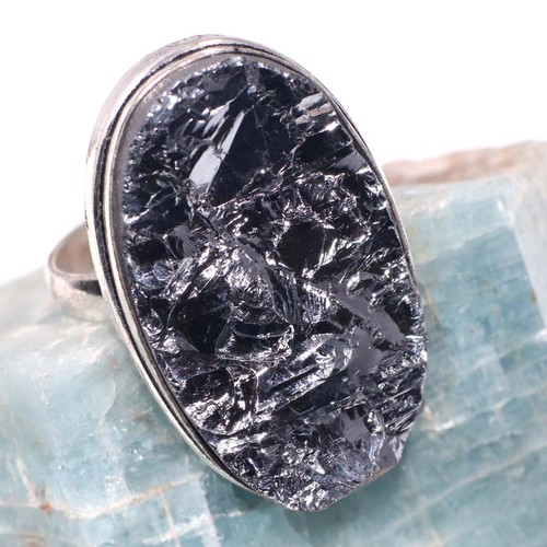 Anello vetro tektite - in,