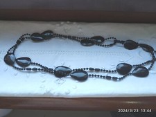 VINTAGE COLLANA BACHELITE NERO ELEMENTI A GOCCIA SFACCETTATI IDEA REGALO BIJOUX