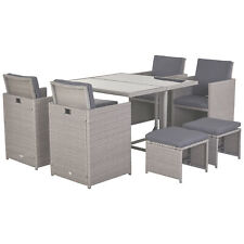 Outsunny Set Tavolo e Sedie da Giardino Salotto in Rattan Grigio 9pz