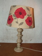 Lampada da comodino da tavolo shabby chic in ceramica con lampadina e paralume papavero