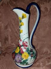 Vaso ceramica italiana motivi floreali vintage altezza 36,5 cm