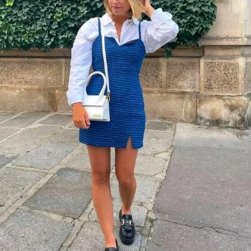 Mini abito zara blu nero - zara,