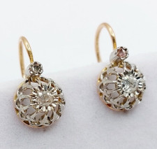 Dormeuses victorienne or 18k et 0,20 carats diamant taille ancienne (circa 1900)
