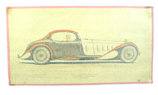 VECCHIO DISEGNO ART DECO AUTO D'EPOCA BUGATTI ROYALE COUPè 1930