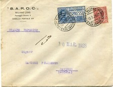 H024 -Stampe espresso da Milano a Cavezzo (MO) 10-3-1928 vedi descrizione
