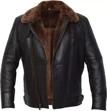 Black RAF Aviator B4 Men's Sheepskin Real Shearling Leather Flight Bomber Jacket