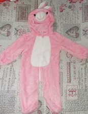 Tutina invernale da coniglietto rosa per bambina, taglia 90