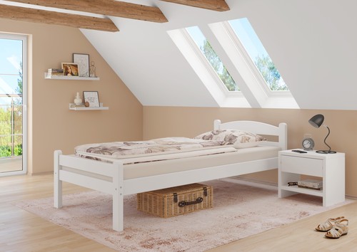 Letto singolo bianco faggio