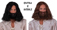 CARNEVALE HALLOWEEN PARRUCCA E BARBA GESU CRISTO JESUS NERA O CASTANA FUNNY