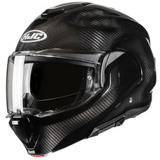 HJC F100 CARBON BLACK SOLID CASCO MODULARE 180 FIBRA CARBONIO APRIBILE LUCIDO