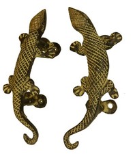 Manopola maniglia estraibile porta finestra ottone fatto a mano lucertola intagliata gialla stile antico