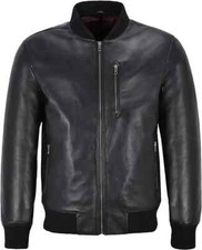 Men's Black Bomber Leather