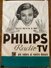 Manifesto Poster,Affiche,anni 60 PHILIPS RADIO TV DATE VALORE AL VOSTRO DENARO