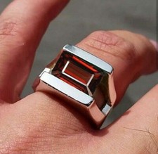 Anello uomo San Valentino argento sterling 925 fatto a mano 5,25 ct granato rosso gemma