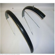 Coppia Parafanghi Acciaio Bici Olanda 26" Neri Comp. di Aste