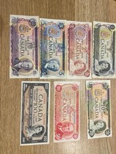 banconote serie dollari canada anni 70 1,2,5,10,20,50,100
