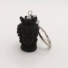 Portachiavi italiano testa di moro maschio testa di moro testa di siciliano rivestito in lava Monte Etna