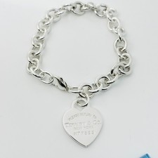 Bracciale Charm 8,75" XL Please Return to Tiffany & Co New York Grande Cuore Tag
