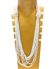 COLLANA LUNGA , MULTIFILO PERLINE CON NODI LATERALI