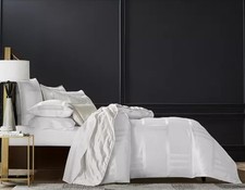 Hotel Collection "Struttura" Set Copripiumino 3 Pezzi QUEEN con Federe, Bianco, Nuovo senza etichette