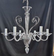 Lampadario Murano La Murrina 6 luci cristallo trasparente e cromo vetro Boemia