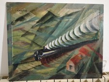 Futurismo Treno In Corsa Firmato Caruso Olio Su Tela Futurista Sicialiano?