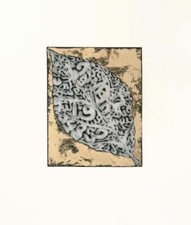 Hassan Fathi 60x50 foglia nera Acquaforte Acquatinta Retouchè foglia oro